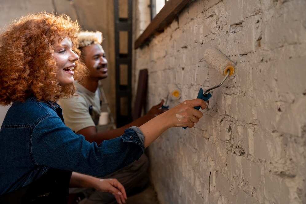 couple-painting-walls-their plaster repair for historic homes